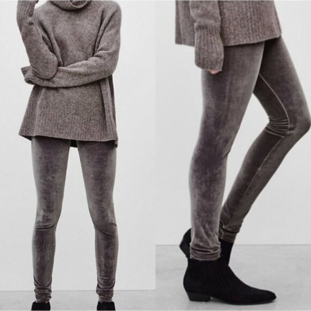 ARITZIA | Wilfred Free Gray Daria High Rise Velvet Leggings sz S
